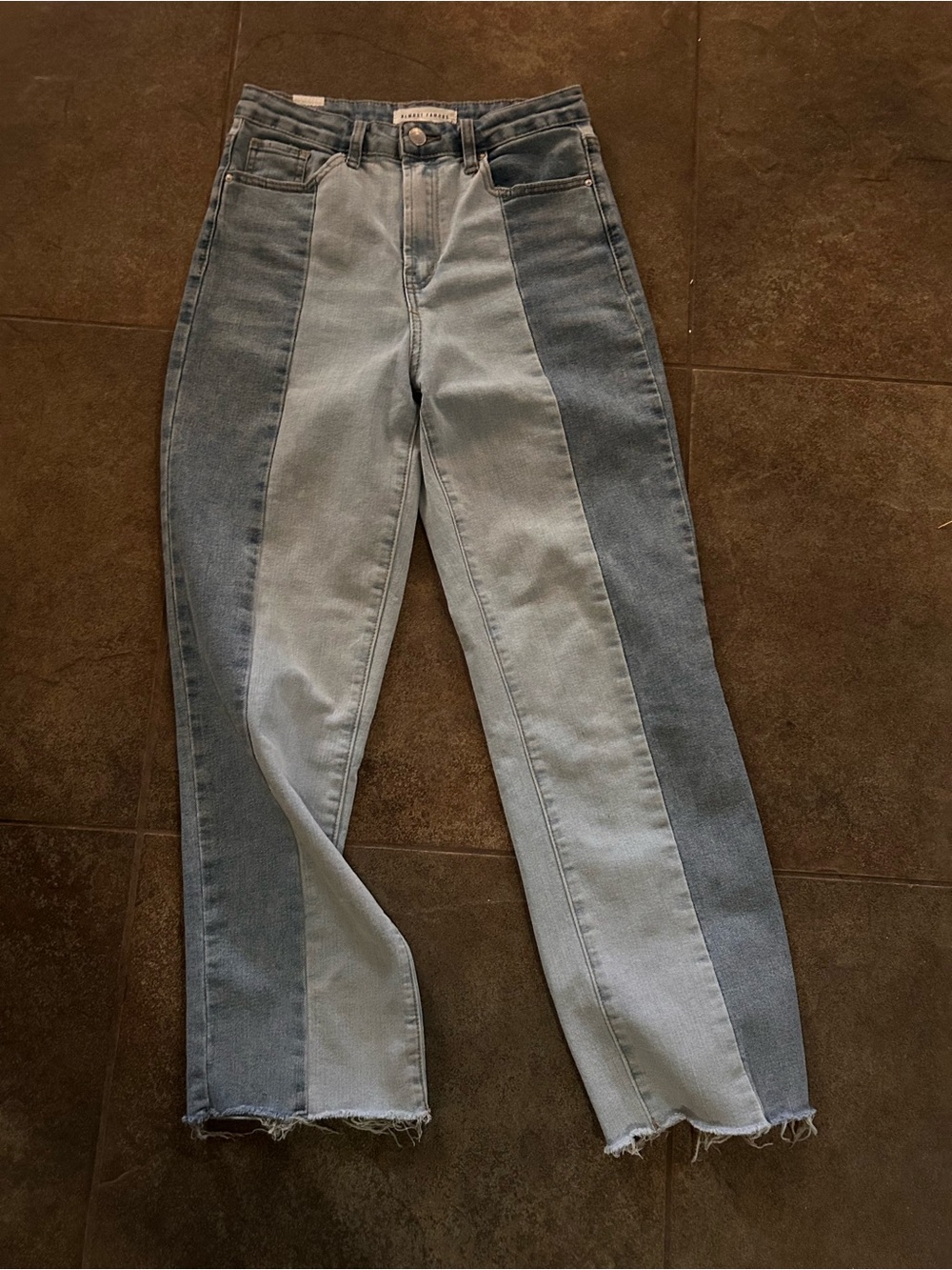 Almost Famous Two-Tone Light and Dark Blue Straight Leg Jeans